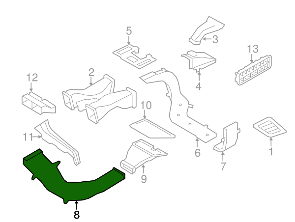 Air duct, rear cabin, bottom